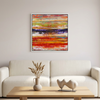 Sunset Mist above a modern sofa