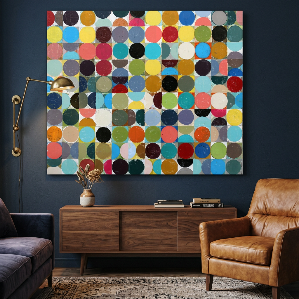 Vintage Spheres No 12 in a dark navy living room